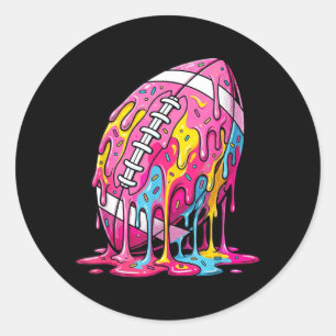 Sticker Rond Crème glacée à l'américaine Football Drip avec pai