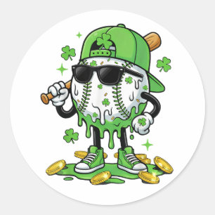 Sticker Rond Crème Glacée à l'Egouttement de Baseball St Patric