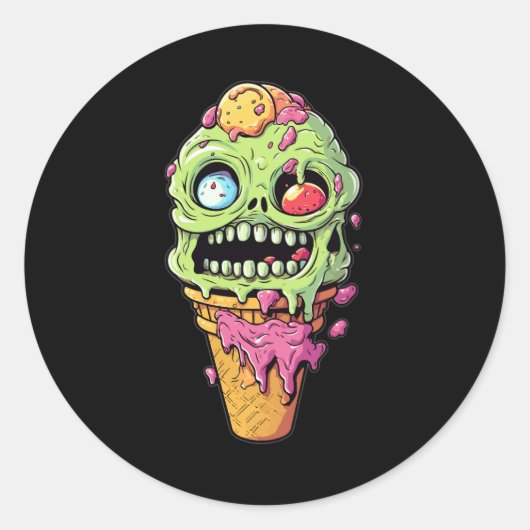 Sticker Rond crème glacée-cône-avec-collection-petit-monstre (1 (Devant)
