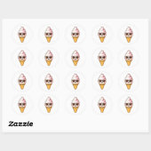 Sticker Rond Crème glacée cool Kawaii (Feuille)