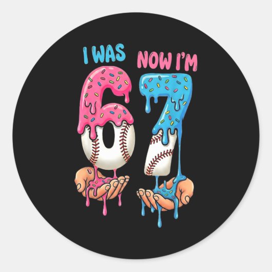 Sticker Rond Crème glacée de baseball j'avais 6 ans maintenant (Devant)