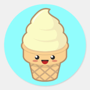 Sticker Rond Crème glacée de Kawaii