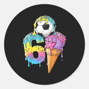 Sticker Rond Crème glacée dégoulinante de football pour enfants