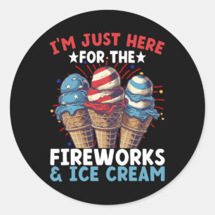Sticker Rond Crème glacée du 4 juillet Crème glacée patriotique