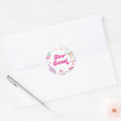 Sticker Rond Crème glacée et gâteau Deux douces 2e anniversaire (Enveloppe)