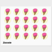 Sticker Rond Crème glacée fraise ! (Feuille)