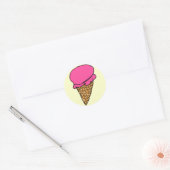 Sticker Rond Crème glacée fraise ! (Enveloppe)