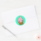 Sticker Rond Crème glacée Kawaii (Enveloppe)