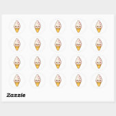 Sticker Rond Crème glacée Kawaii douce (Feuille)