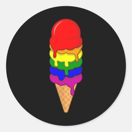 Sticker Rond Crème glacée LGBT Prith Moth LGBTQ Rainbow Flag (Devant)