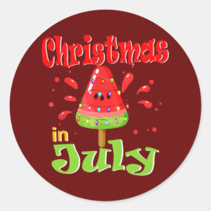 Sticker Rond Crème glacée Melon de Noël en Juillet Melon Xmas