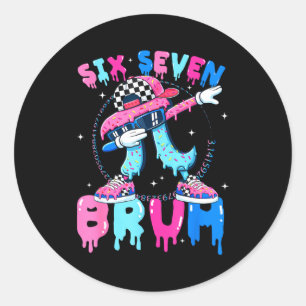 Sticker Rond Crème glacée numéro six sept bruh 67 mème jour 3.1