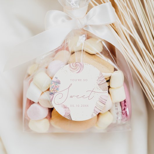 Sticker Rond Crème glacée pour bonbons roses pour filles