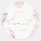 Sticker Rond Crème glacée pour bonbons roses pour filles (Devant)