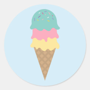 Sticker Rond Crème glacée sucrée