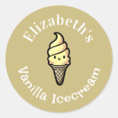 Sticker Rond Crème glacée vanille (Devant)