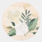 Sticker Rond Crème Gold et Mariage Floral Vert (Devant)