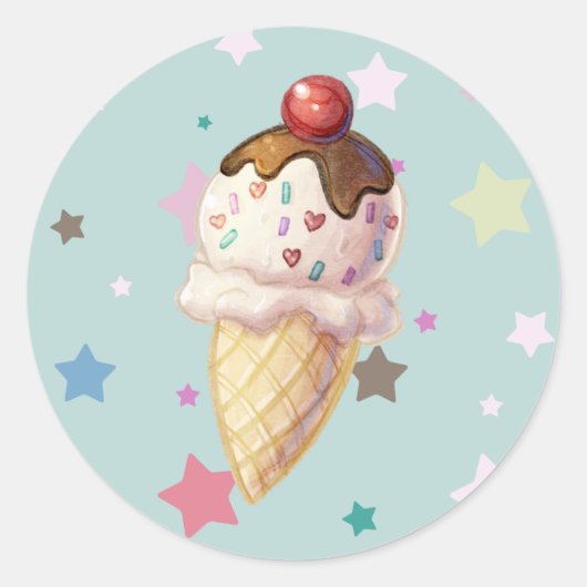 Sticker Rond Crème Icecream Cherry Fudge (Devant)