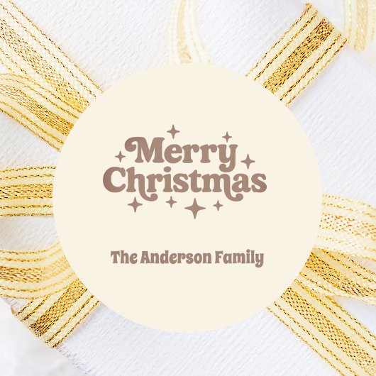 Sticker Rond Crème mocha Joyeux Noël faveur