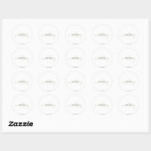 Sticker Rond Crème moderne et blanc Mariage personnalisé simple (Feuille)