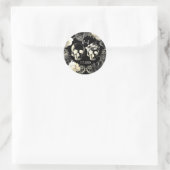 Sticker Rond Crème noire Gris Squelette Crâne Mariage gothique (Sac)
