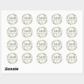 Sticker Rond Crème Or Floral Verdure Coeur Mariage Monogramme (Feuille)