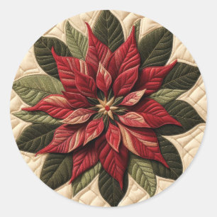 Sticker Rond Crème Poinsettia Motif dorée