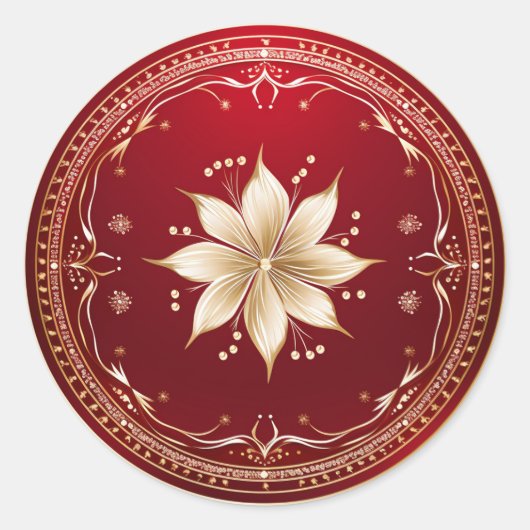Sticker Rond Crème Poinsettia Splendor saisonnier (Devant)
