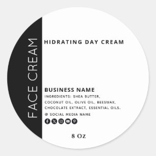 Sticker Rond Crème pour le visage à typographie minimaliste noi
