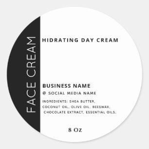 Sticker Rond Crème pour le visage à typographie minimaliste noi