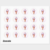 Sticker Rond Crème rose Bleue Cone Anniversaire (Feuille)