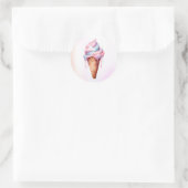 Sticker Rond Crème rose Bleue Cone Anniversaire (Sac)