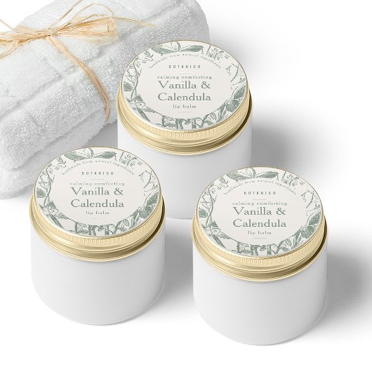 Sticker Rond Crème Sage Botanique Floral Moderne Petit Produit