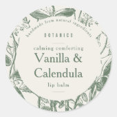 Sticker Rond Crème Sage Botanique Floral Moderne Petit Produit (Devant)