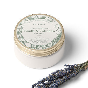 Sticker Rond Crème Sage Botanique Floral Moderne Simple Produit