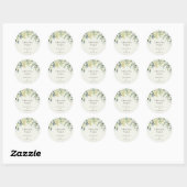 Sticker Rond Crème Snowberry+Eucalyptus Merci Mariage (Feuille)