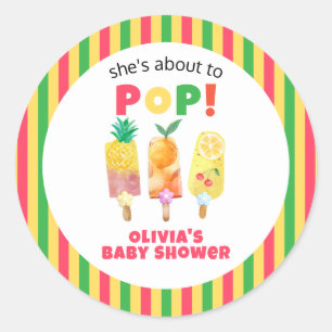 Sticker Rond Crème Tropicale Fruit Prêt À Pop Baby shower