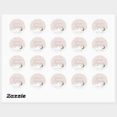 Sticker Rond Crescent Lune & Étoiles Fille Rose Baptême (Feuille)