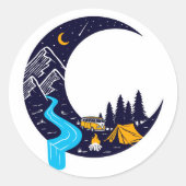 Sticker Rond Crescent Moon Adventure Camping (Devant)