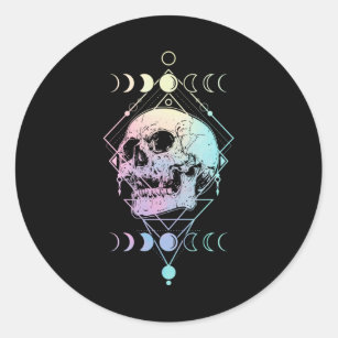 Sticker Rond Crescent Moon Crâne Occulte Cuisine Pastel Goth