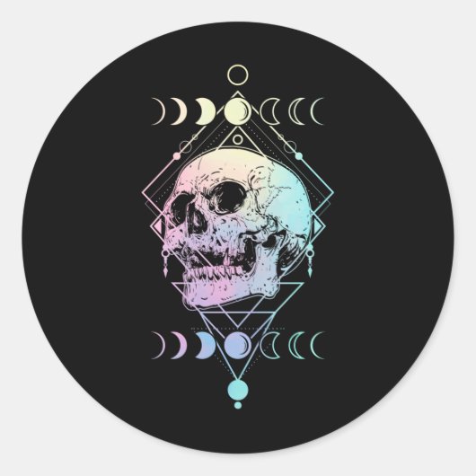 Sticker Rond Crescent Moon Crâne Occulte Cuisine Pastel Goth (Devant)