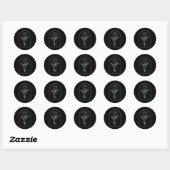Sticker Rond Crescent Moon Rose Occulte Witchcraft Wicca Pastel (Feuille)
