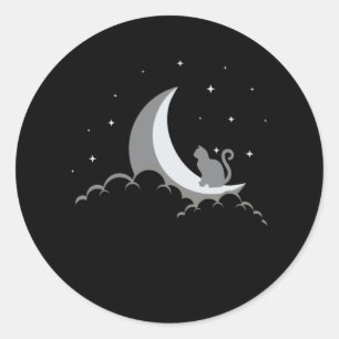 Sticker Rond Crescent Moon Spirituel Chat Gothique Pastel Wicca