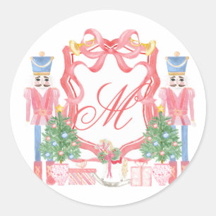 Sticker Rond Crest de monogramme de Noël