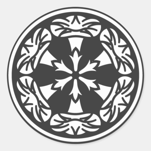 Sticker Rond [Crêtes de famille] Fleurs (Devant)