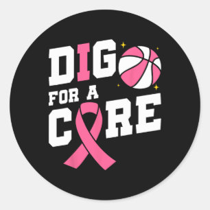 Sticker Rond Creuser Pour Une Guérison Sketll Ruban Rose Cancer