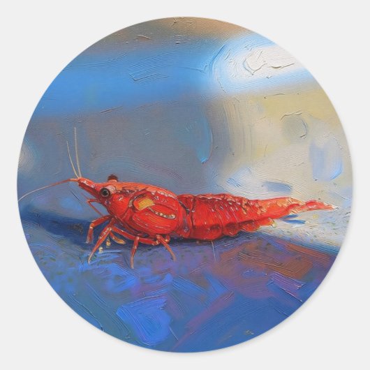 Sticker Rond Crevette cerise rouge (Devant)