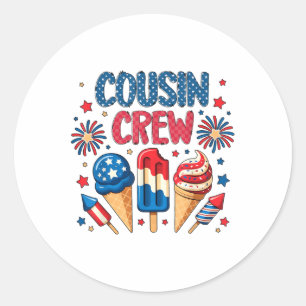 Sticker Rond Crew Cousin 4 juillet Crème glacée Patriotic Kids 