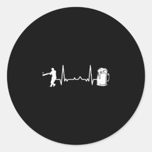 Sticker Rond Cricket - Battement de coeur Ekg Cricketeur Tsman