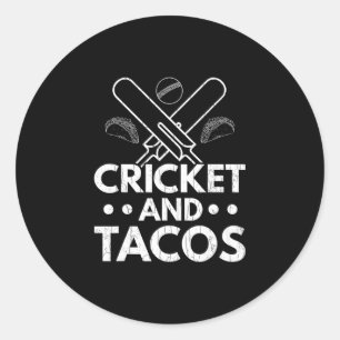 Sticker Rond Cricket Et Tacos Joueur Entraîneur Sportif Drôle G
